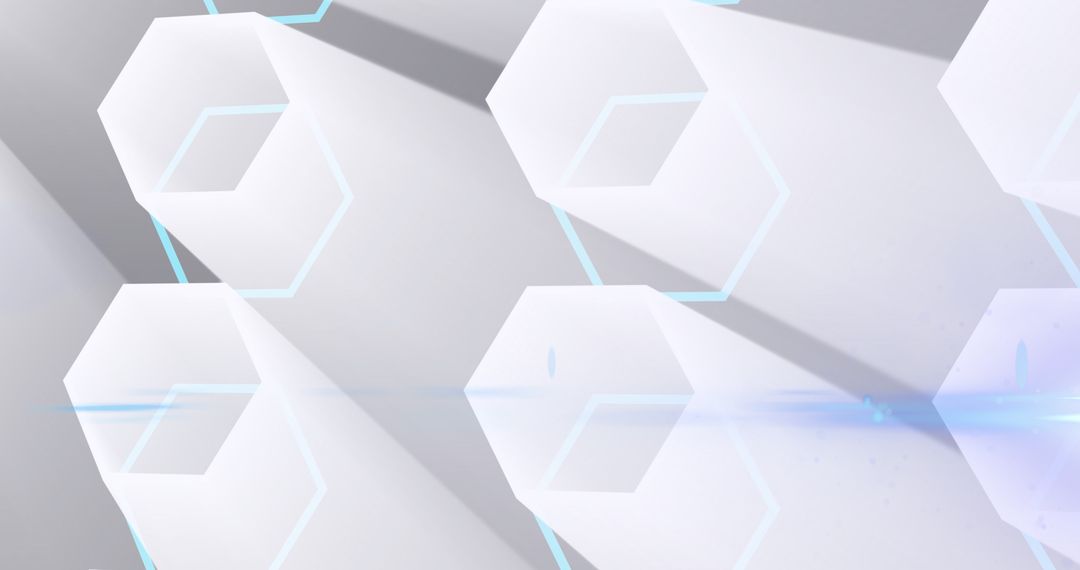 Abstract Glowing Network of White 3D Hexagonal Shapes