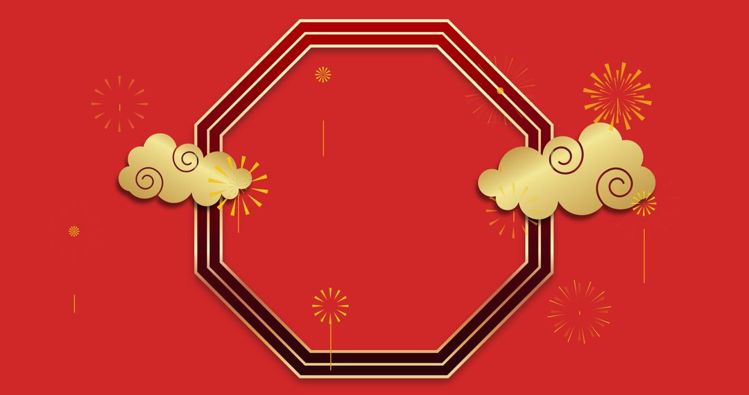 Chinese New Year Festive Background with Gold Elements
