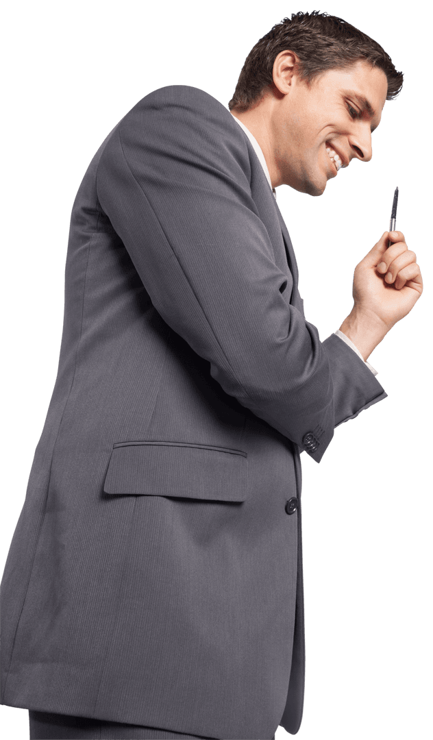 Caucasian Businessman Holding Pen on Transparent Background - Download Free Stock Images Pikwizard.com