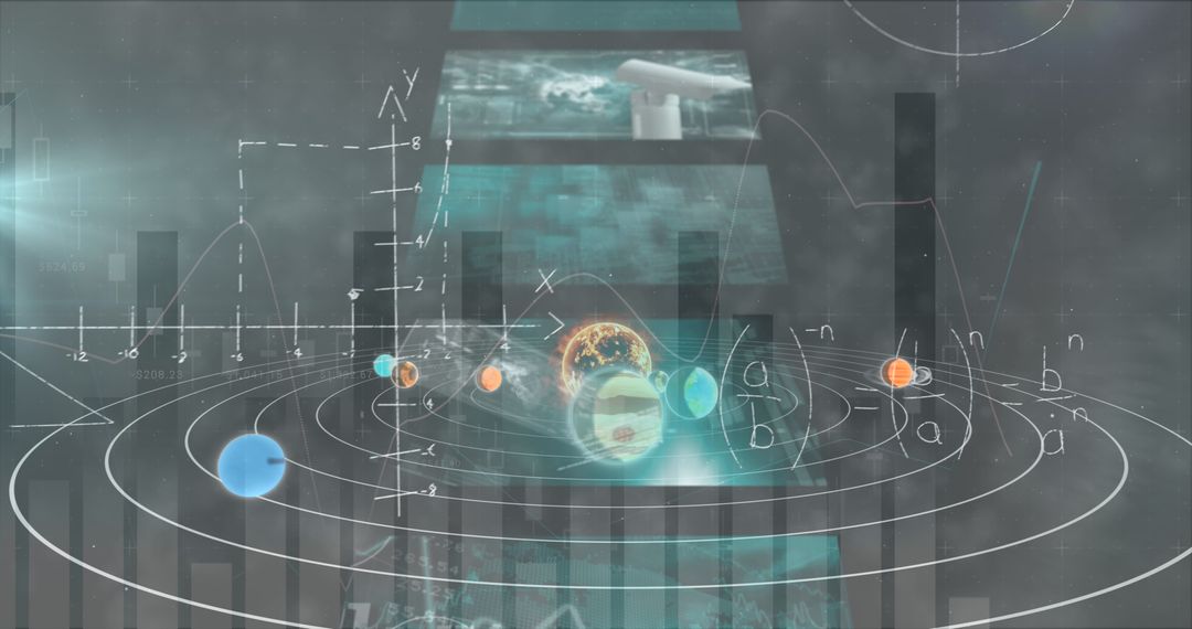 Abstract Digital Sphere with Data and Mathematical Elements