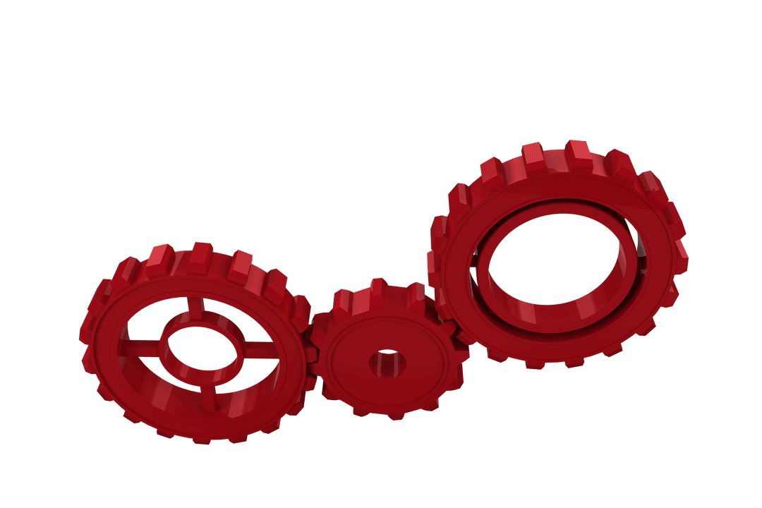 Transparent Red Cog Wheels Diminstrating Industry Mechanics