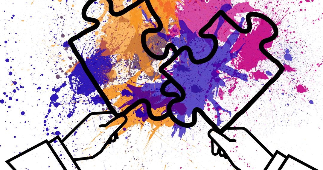 Creative Puzzle Pieces on Colorful Abstract Background