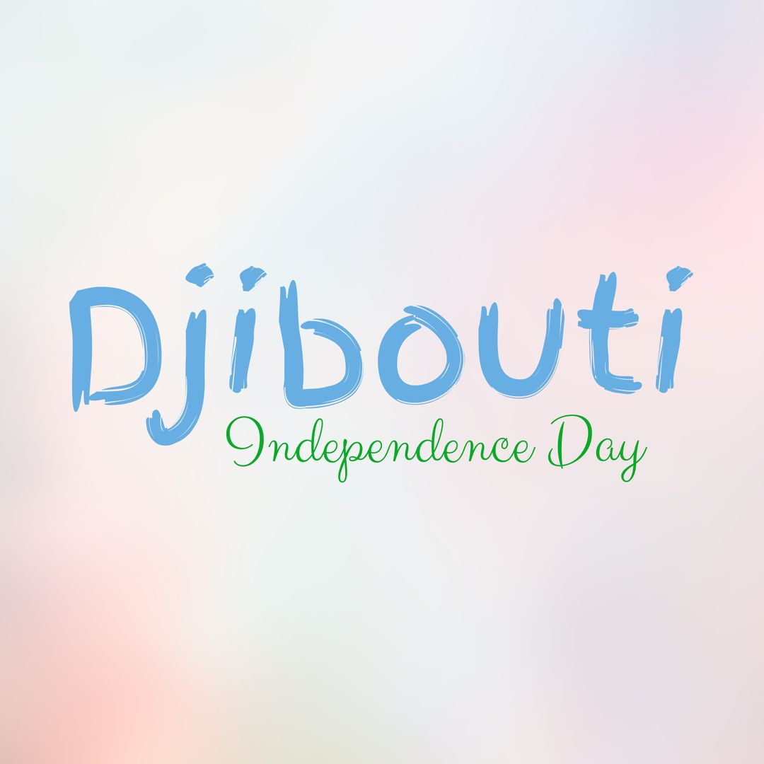 Djibouti Independence Day Celebration Text on Colorful Background