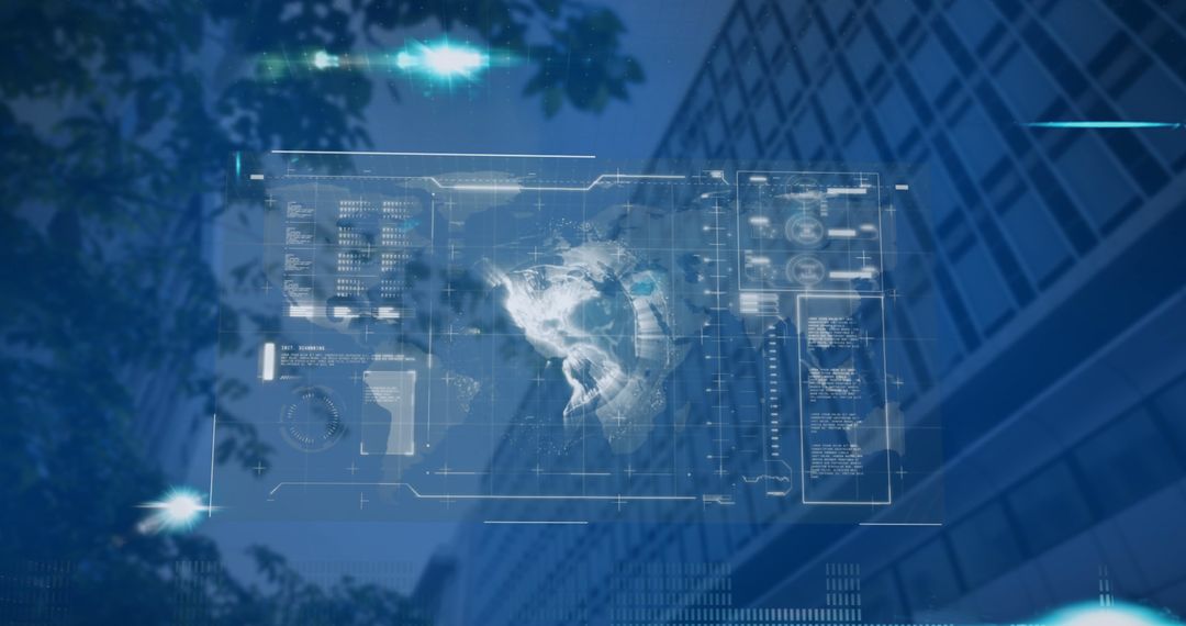 Global Business Data Overlay on Urban Background