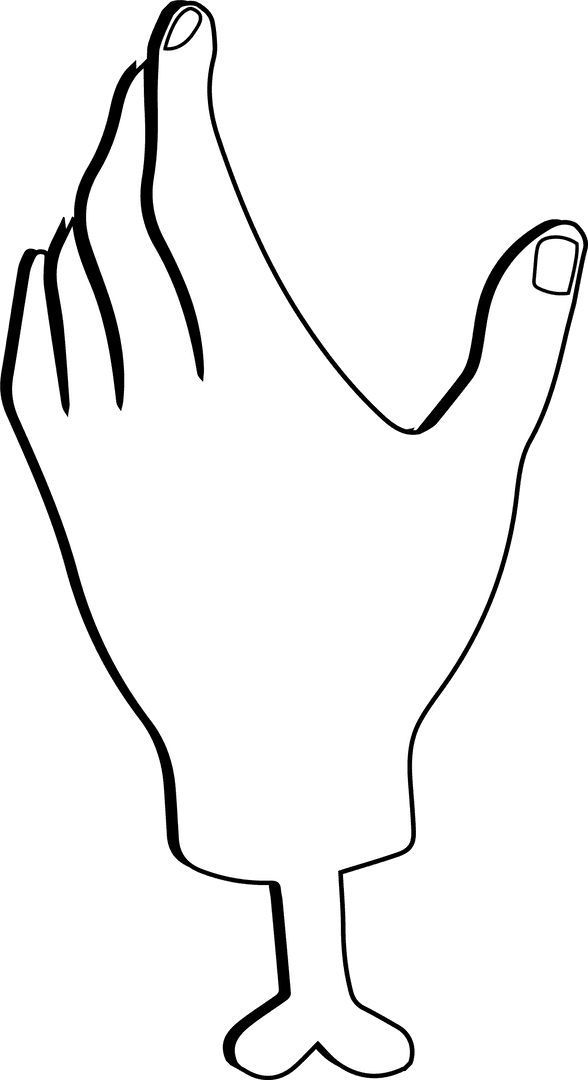 Line Art Hand Puppet Illustration with Transparent Background