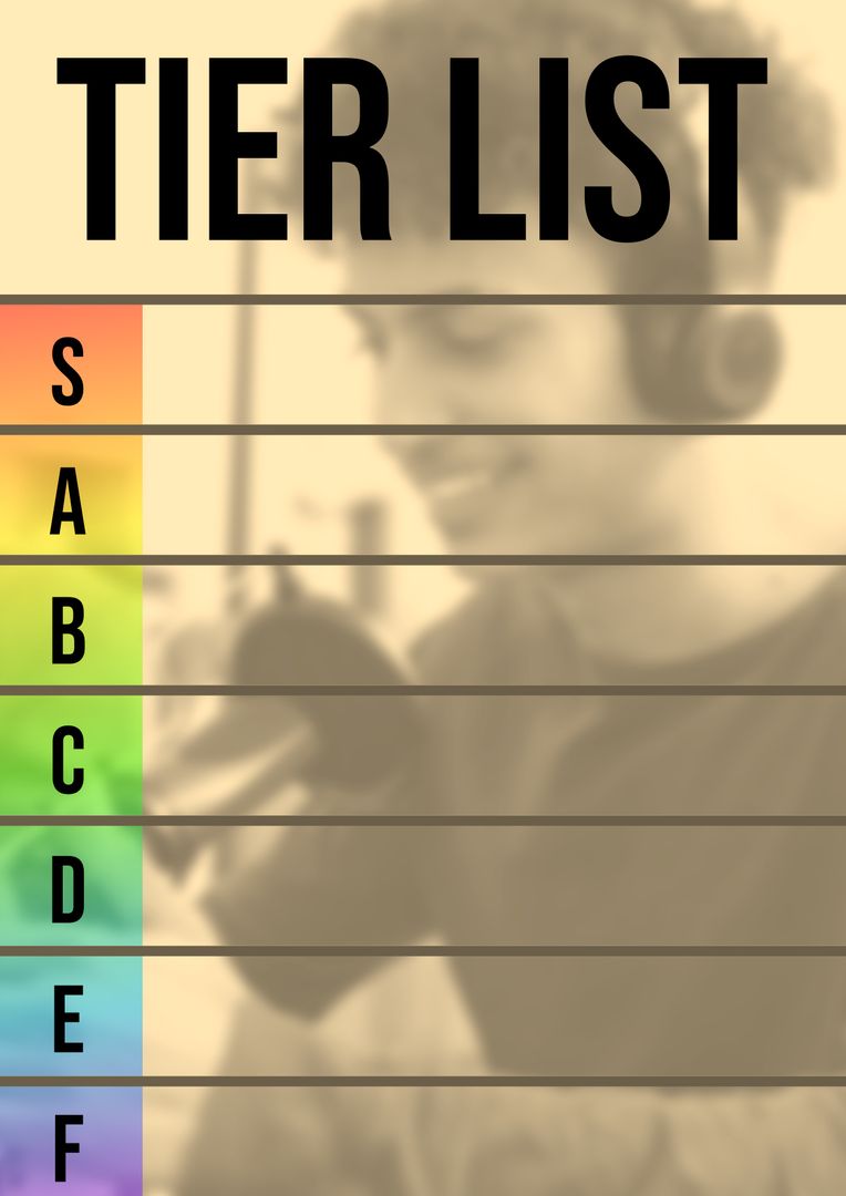 Blank Tier List Composition with Smiling Man Photoshop Additions - Download Free Stock Templates Pikwizard.com