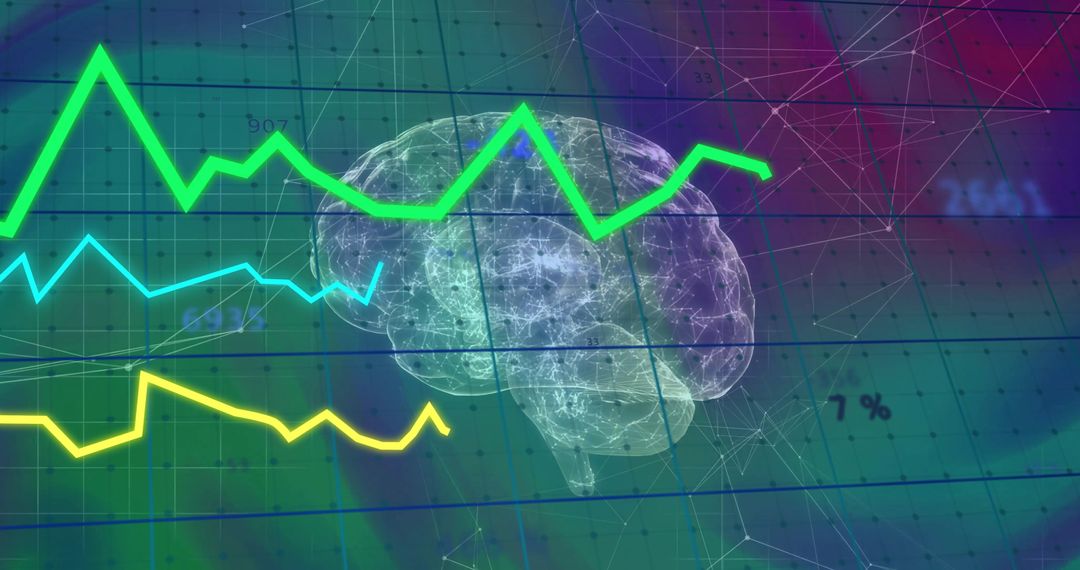 Digital Brain with Futuristic Graphs and Network Connections