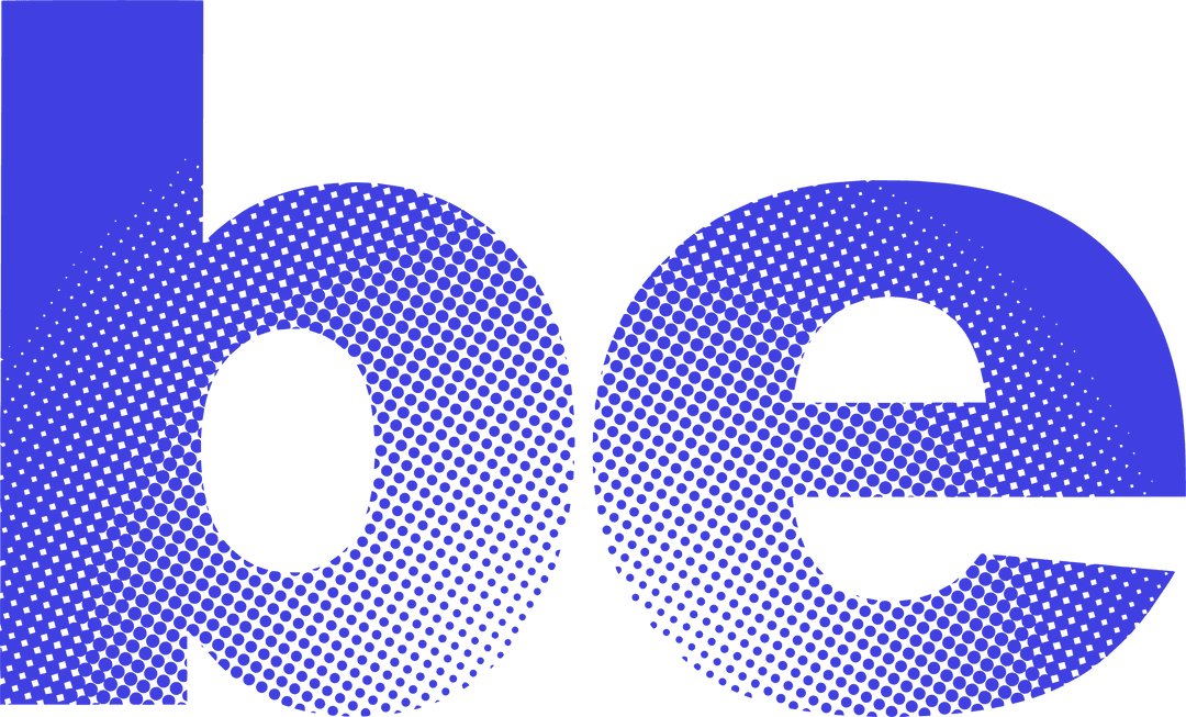 Stylized Letters 'b' and 'e' with Halftone Gradient on Transparent Background