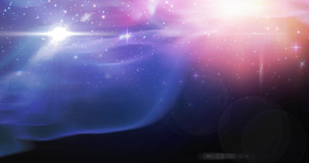 Cosmic stars and ethereal light over vast blue black space