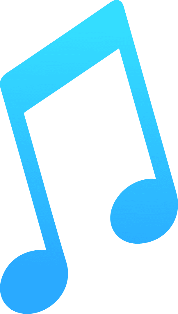 Gradient Blue Music Note Icon on Transparent Background Flat Design