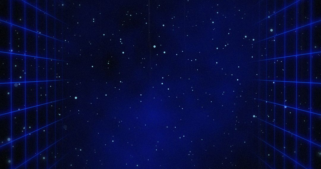 Navy Digital Space with Stars and Grid Perspective