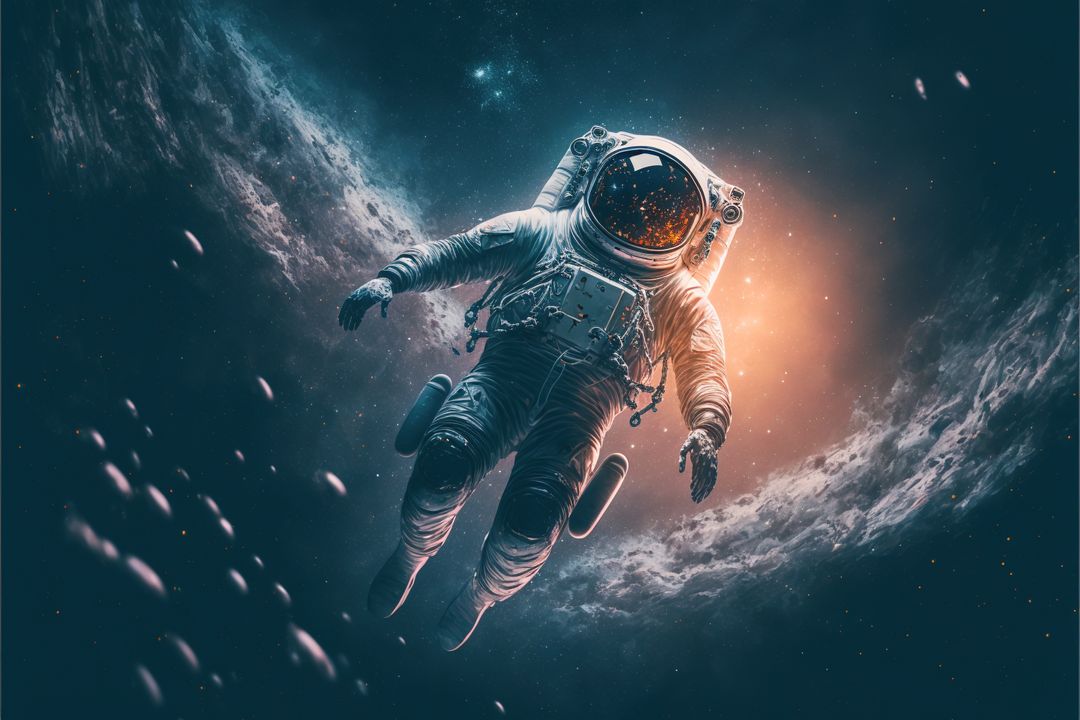 Solitary Astronaut Exploring Cosmic Frontiers in Space