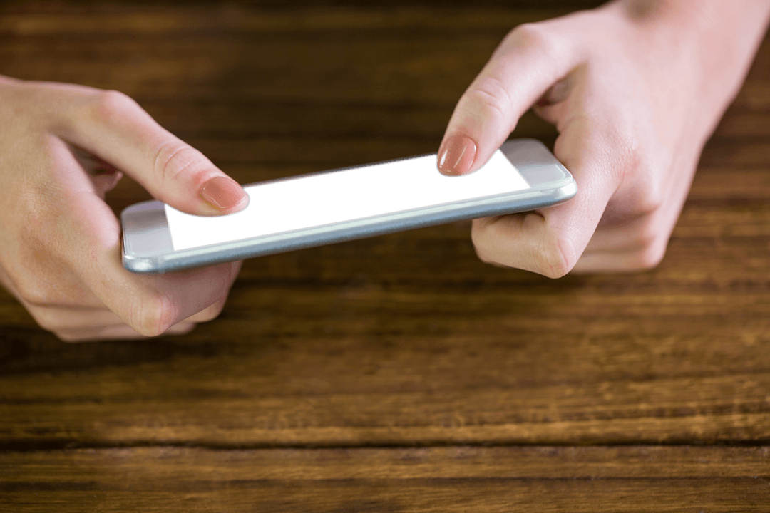 Transparent Background Smartphone Usage by Caucasian Woman