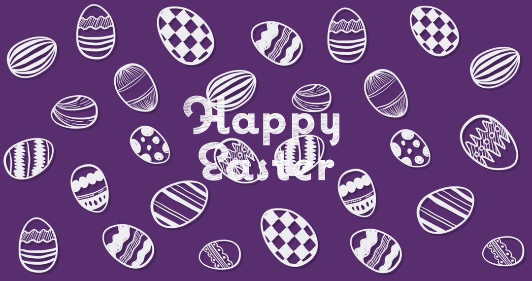 Decorative Easter Eggs with Happy Easter Text on Vibrant Background