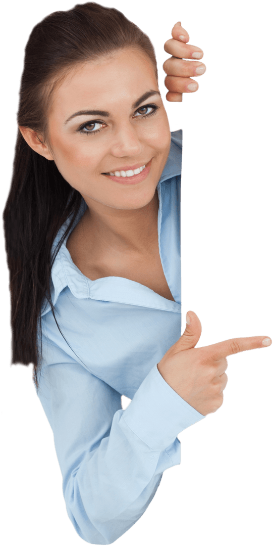 Smiling Businesswoman Pointing with Blank Space Transparent Background