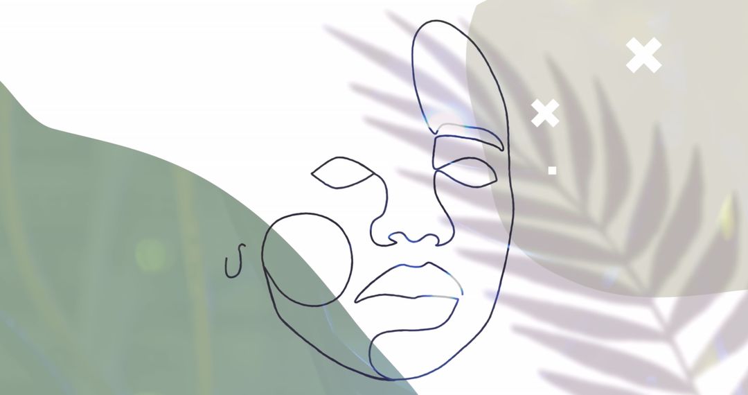 Abstract Line Face Art With Soft Pastel Overlay