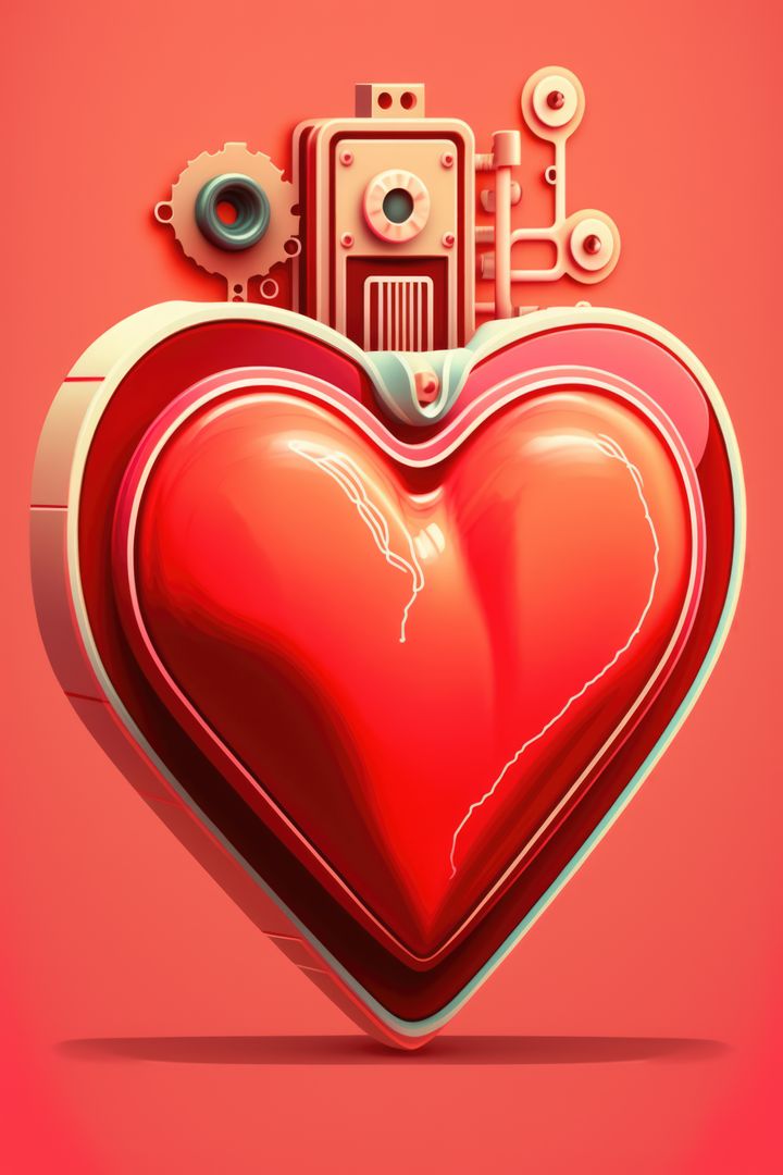 Red heart with pink device on pink background, created using generative ai technology - Free Images, Stock Photos and Pictures on Pikwizard.com