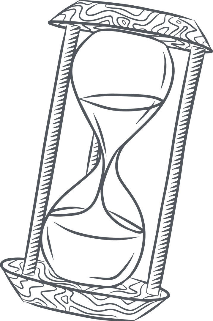 Vintage Hourglass Floating in Wooden Frame on Transparent Background