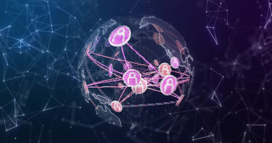 Global Network Connections with People Icons Across Globe