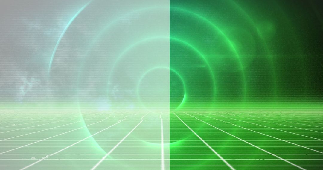 Futuristic Green Radar Screen with Digital Interface Elements