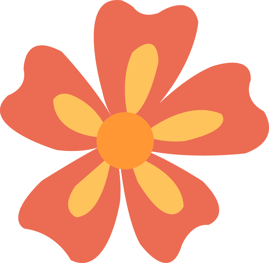 Vibrant Orange Flower Illustration on Transparent Background