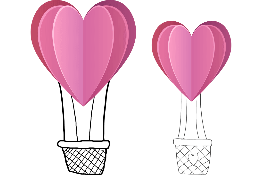 Transparent Pink Heart Balloons Vector Isolated