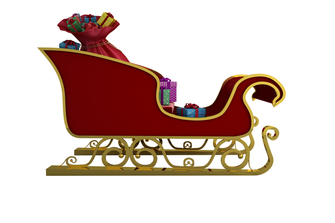 Transparent Red and Gold Santa Sleigh with Christmas Gifts - Download Free Stock Images Pikwizard.com