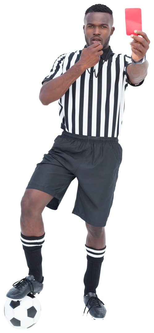 Transparent Referee Shows Red Card While Standing on Soccer Ball - Download Free Stock Images Pikwizard.com