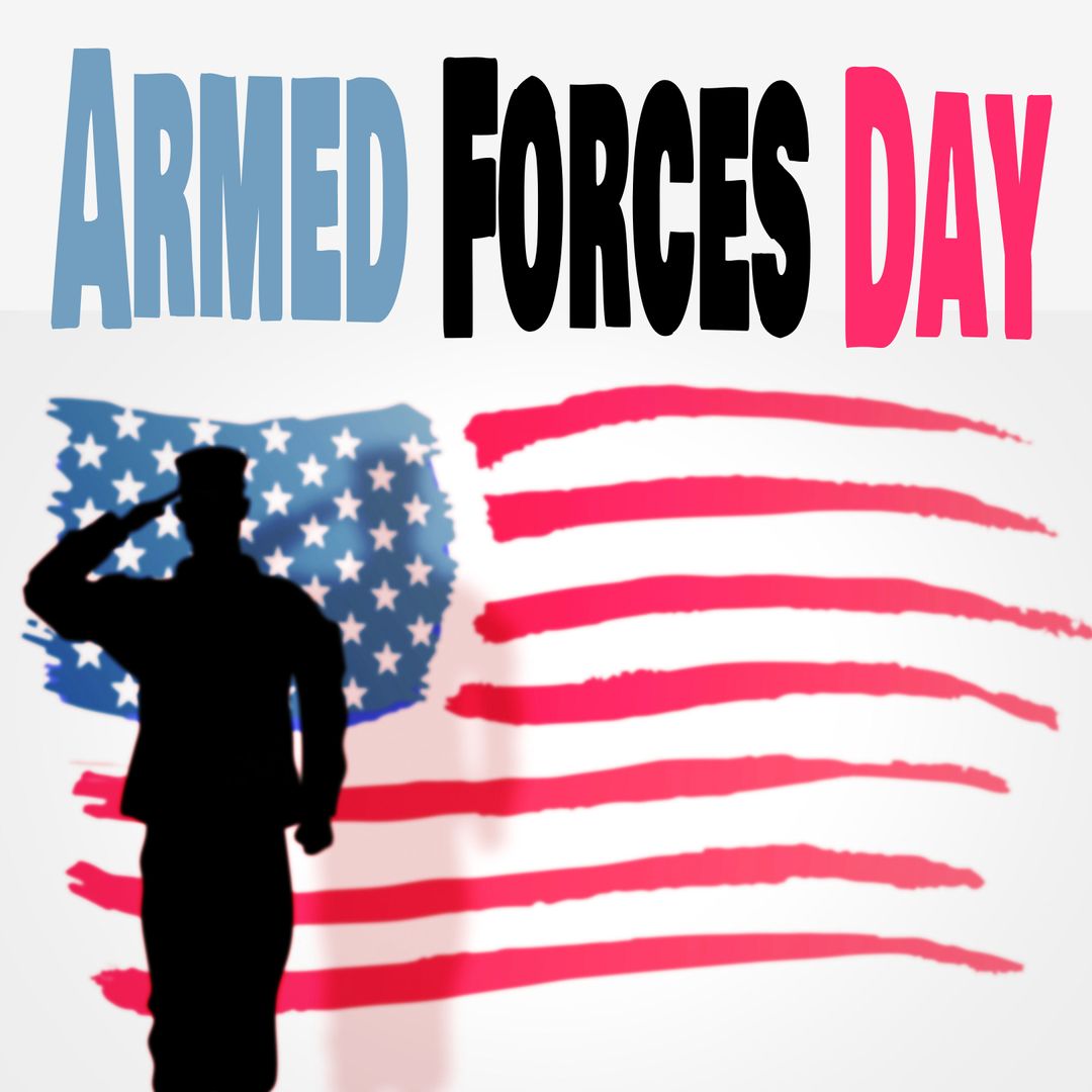 Silhouetted Soldier Saluting American Flag for Armed Forces Day