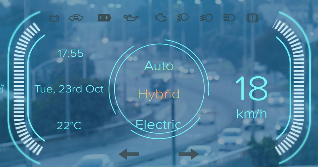 Futuristic Digital Interface Displayed Over Urban Traffic
