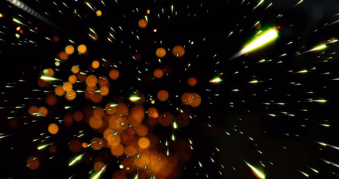 Vibrant Radiating Light Orbs and Streaks in Space Atmosphere