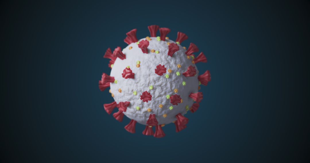 Macro View of Covid-19 Virus Cell on Blue Background