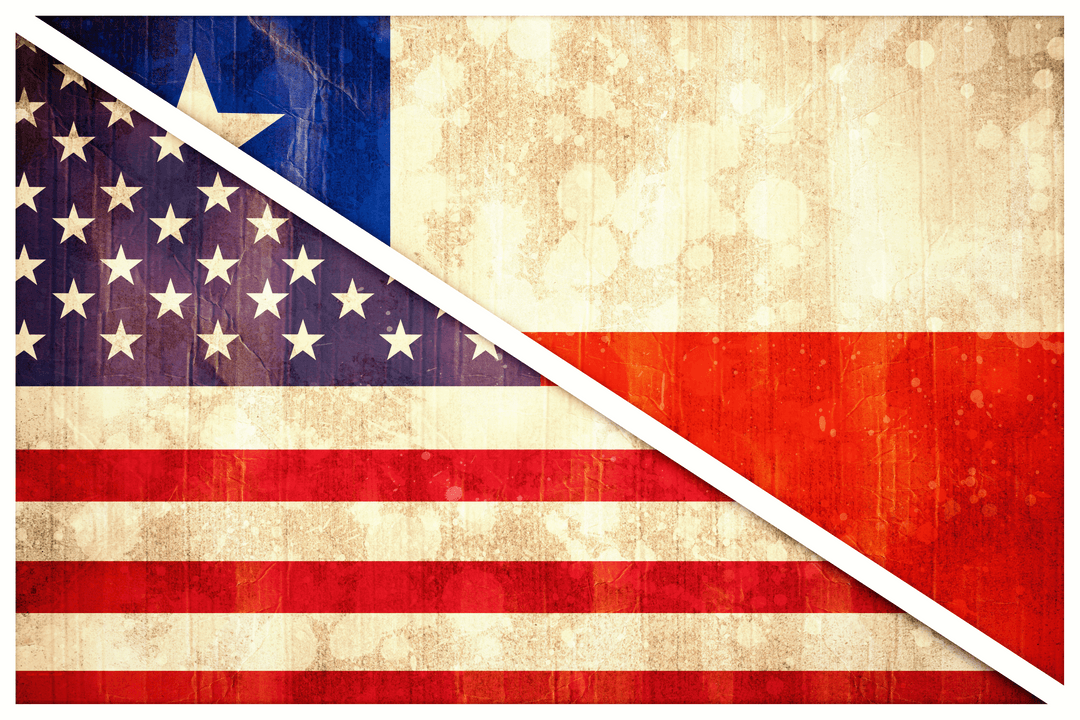USA and Chile Flags Merged in Transparent Artistic Style