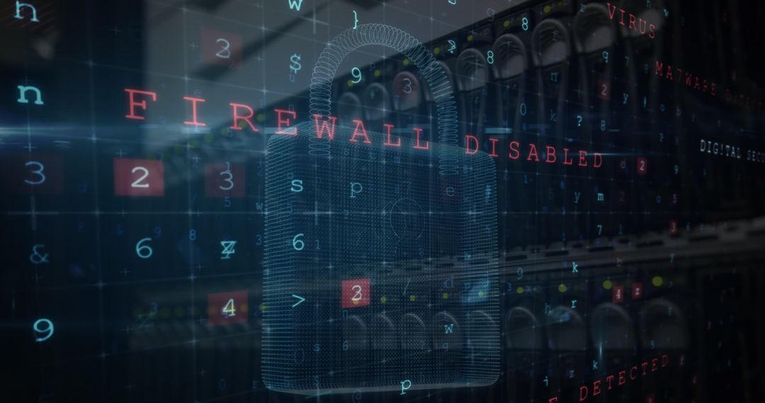 Digital Lock and Cybersecurity Concept with Holographic Elements