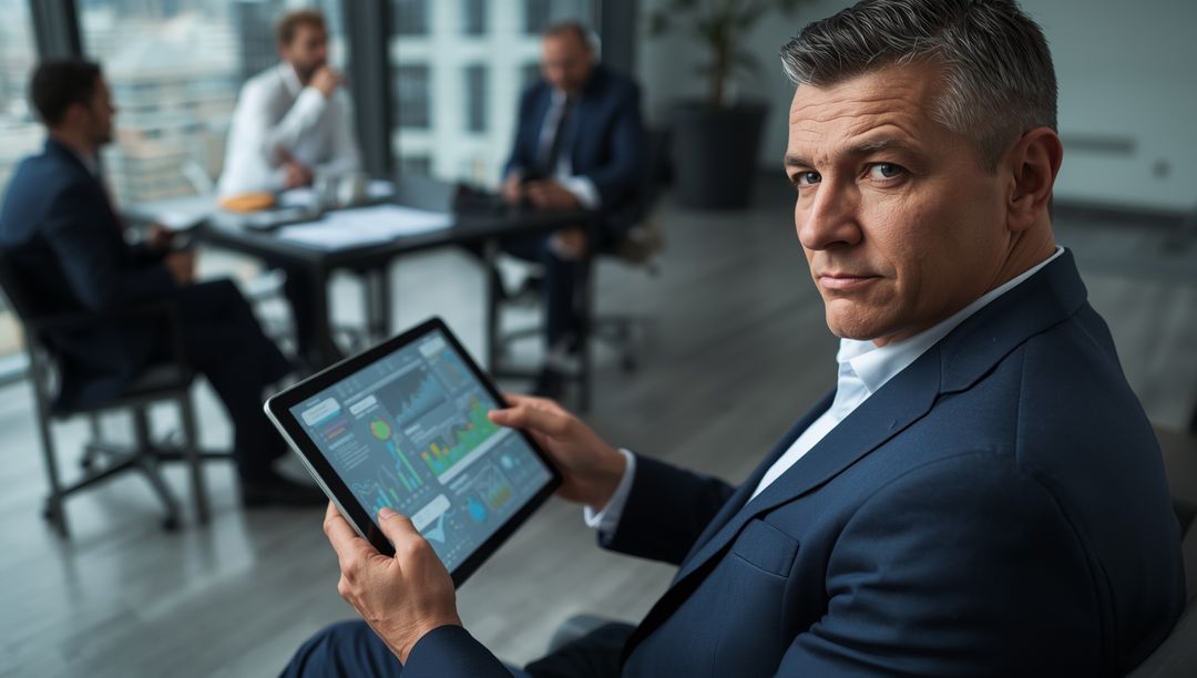 Executive Analyzing Financial Data Elucidates Business Strategy