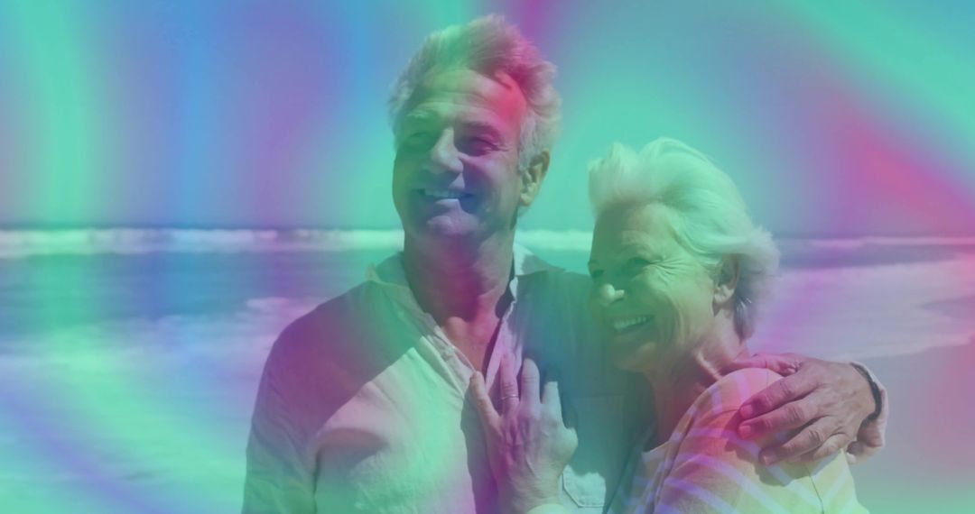 Smiling Senior Couple Enjoying Serene Day at Beach
