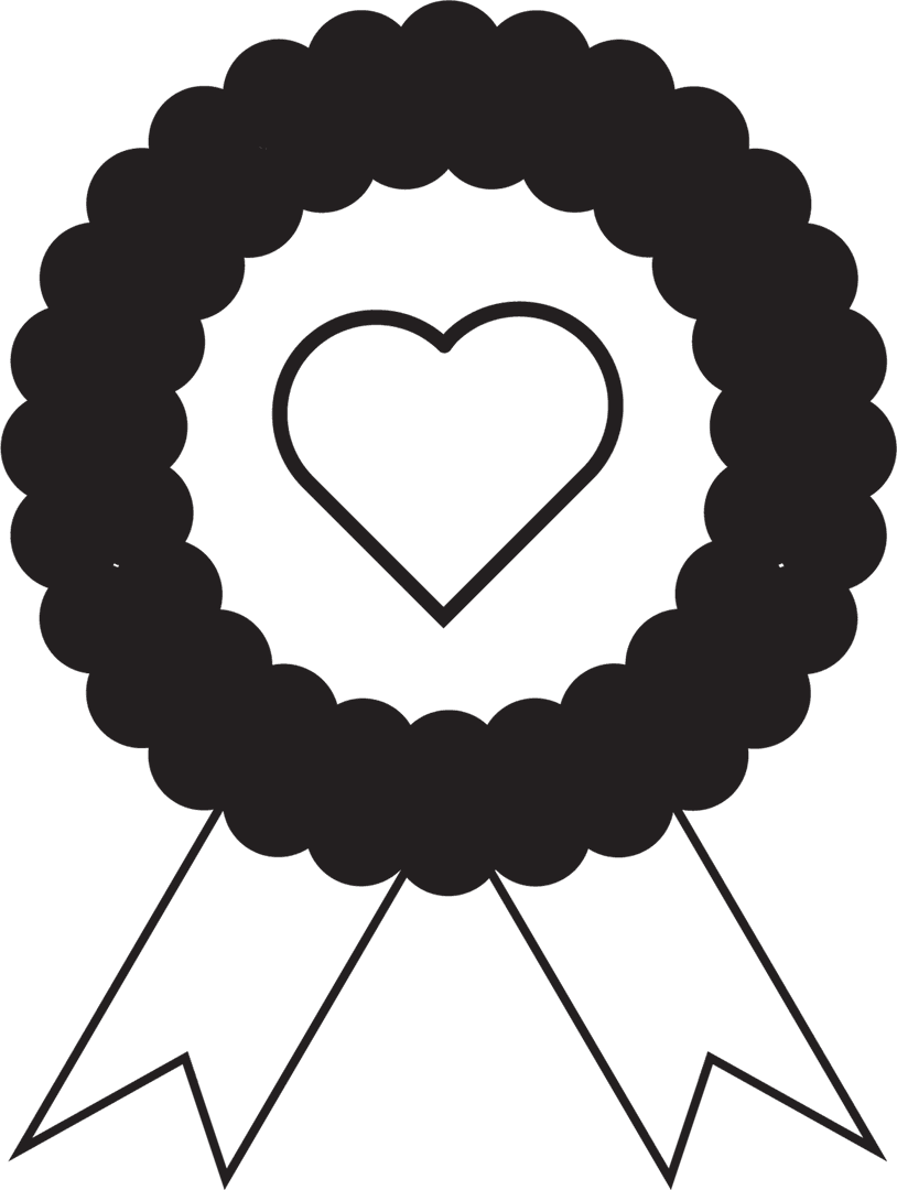 Digital Badge with Heart on Transparent Background