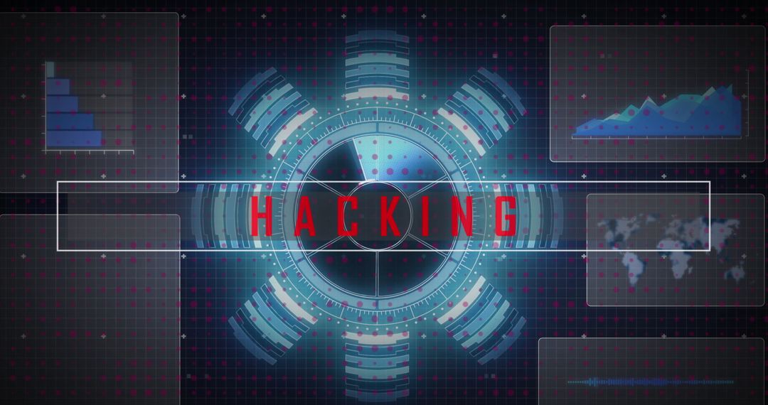 Digital hacking symbolism and data networks visualization