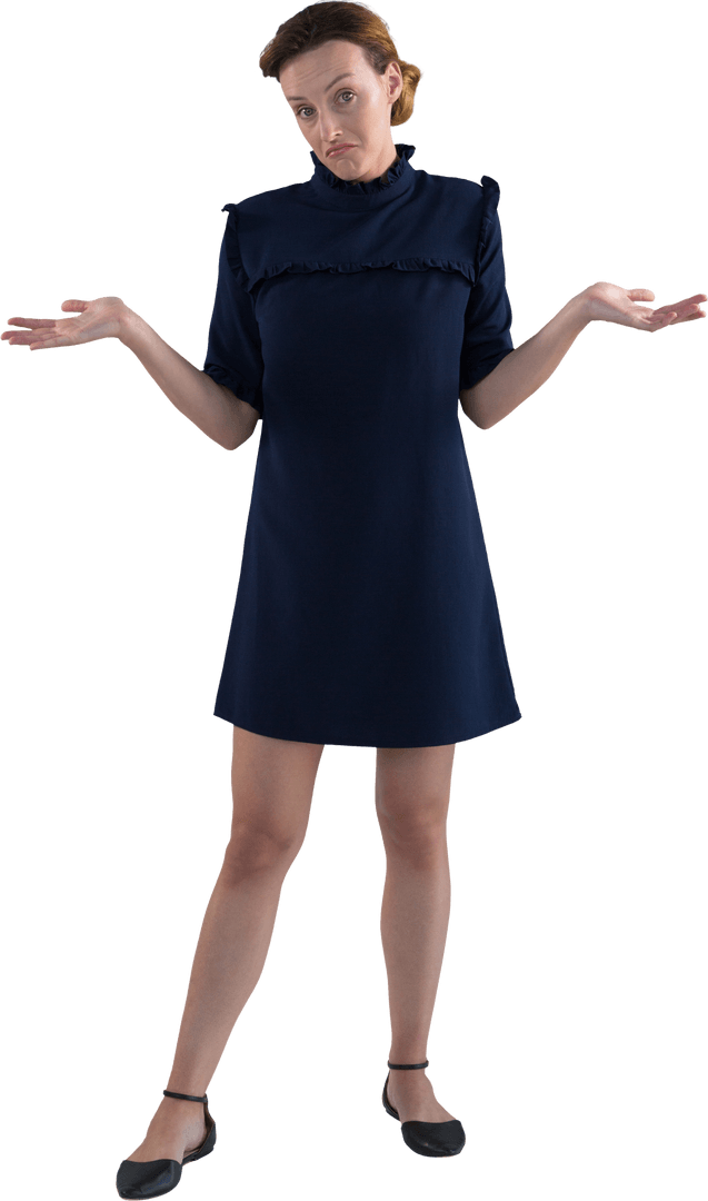 Transparent Background: Confused Young Businesswoman Shrugging