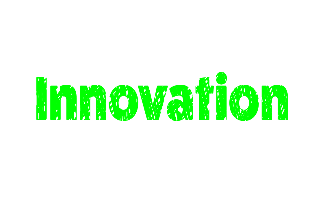 Vibrant Green Innovation Text on Transparent Background