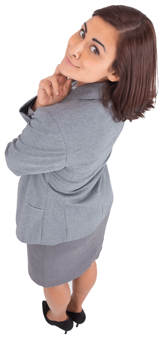 Caucasian Businesswoman Posing Confidently on Transparent Background