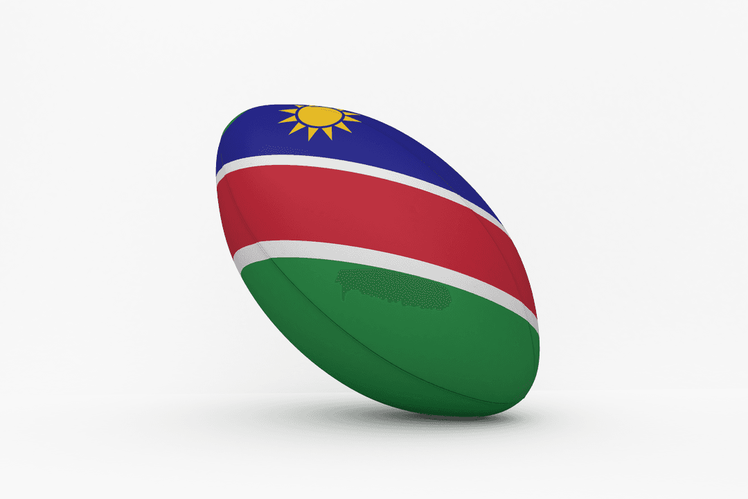 Namibia Flag Pattern Decorative Rugby Ball on Transparent Background