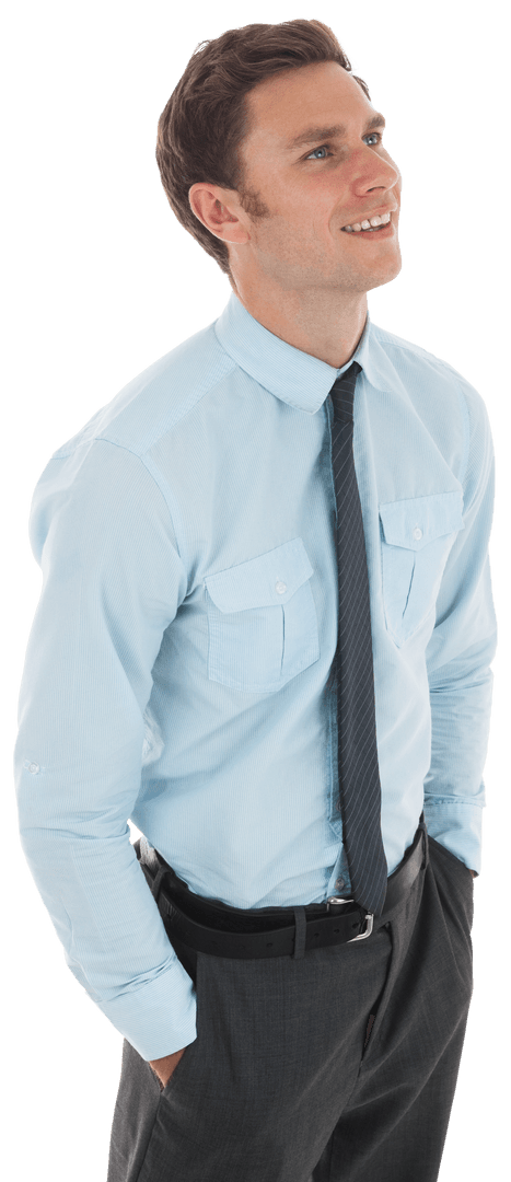 Confident Businessman in Formal Attire with Hands in Pockets, Transparent Background