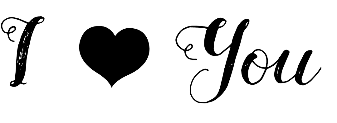 Romantic I Love You Text with Heart on Transparent Background