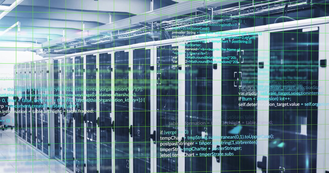 Digital Code Overlay on Modern Data Center