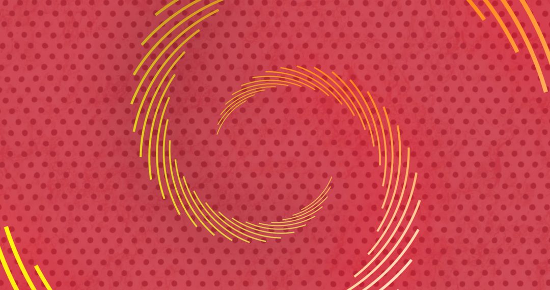 Vibrant Red Geometric Abstract with Yellow Spiral Patterns