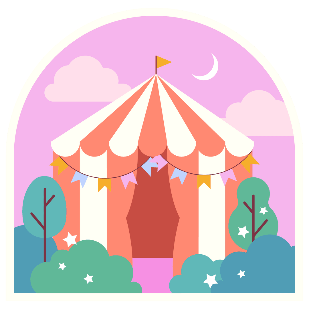 Whimsical Festival Tent Against Transparent Background