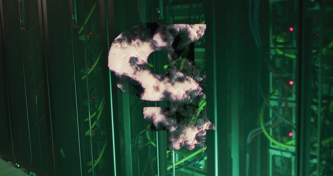 Digital Cloud Forming Over Futuristic Server Racks