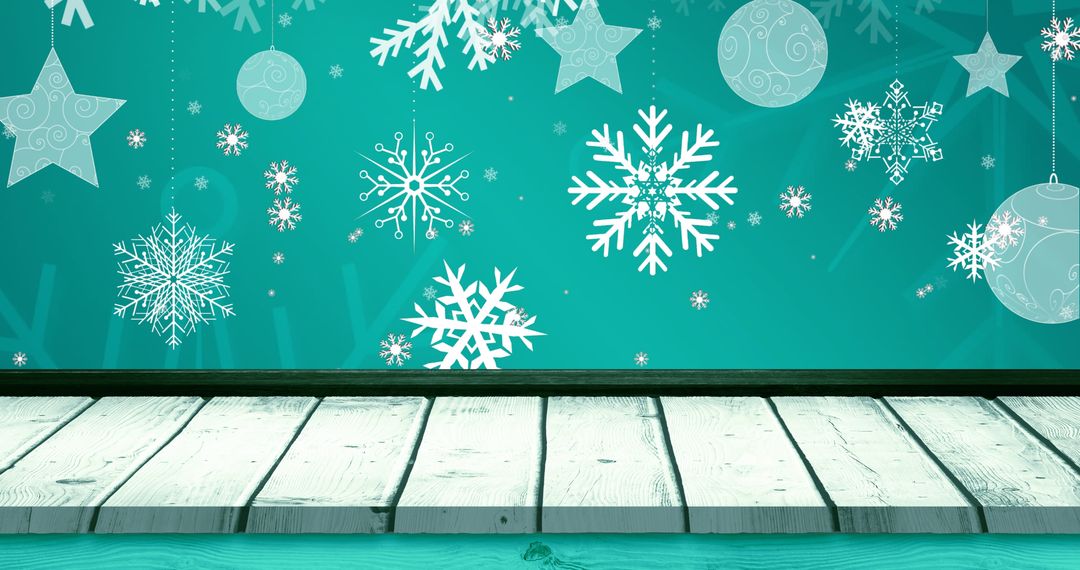 Blue Holiday Background with Snowflakes and Stars