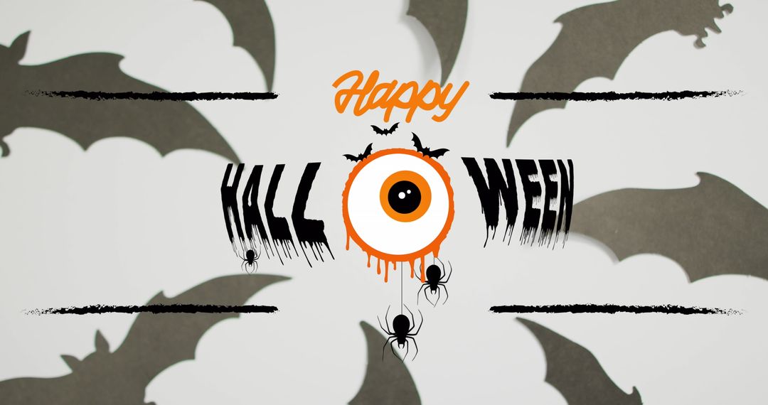 Creative Halloween Banner with Spooky Eye and Bat Silhouettes - Free Images, Stock Photos and Pictures on Pikwizard.com